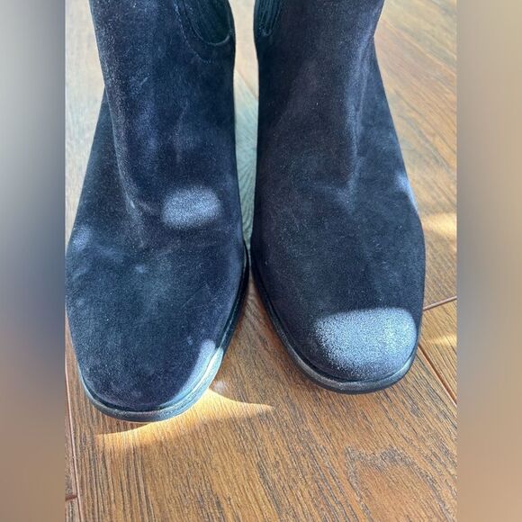 New Triver Flight Idylle Chaussures Black Suede Heeled Ankle Bootie - Picture 9 of 9